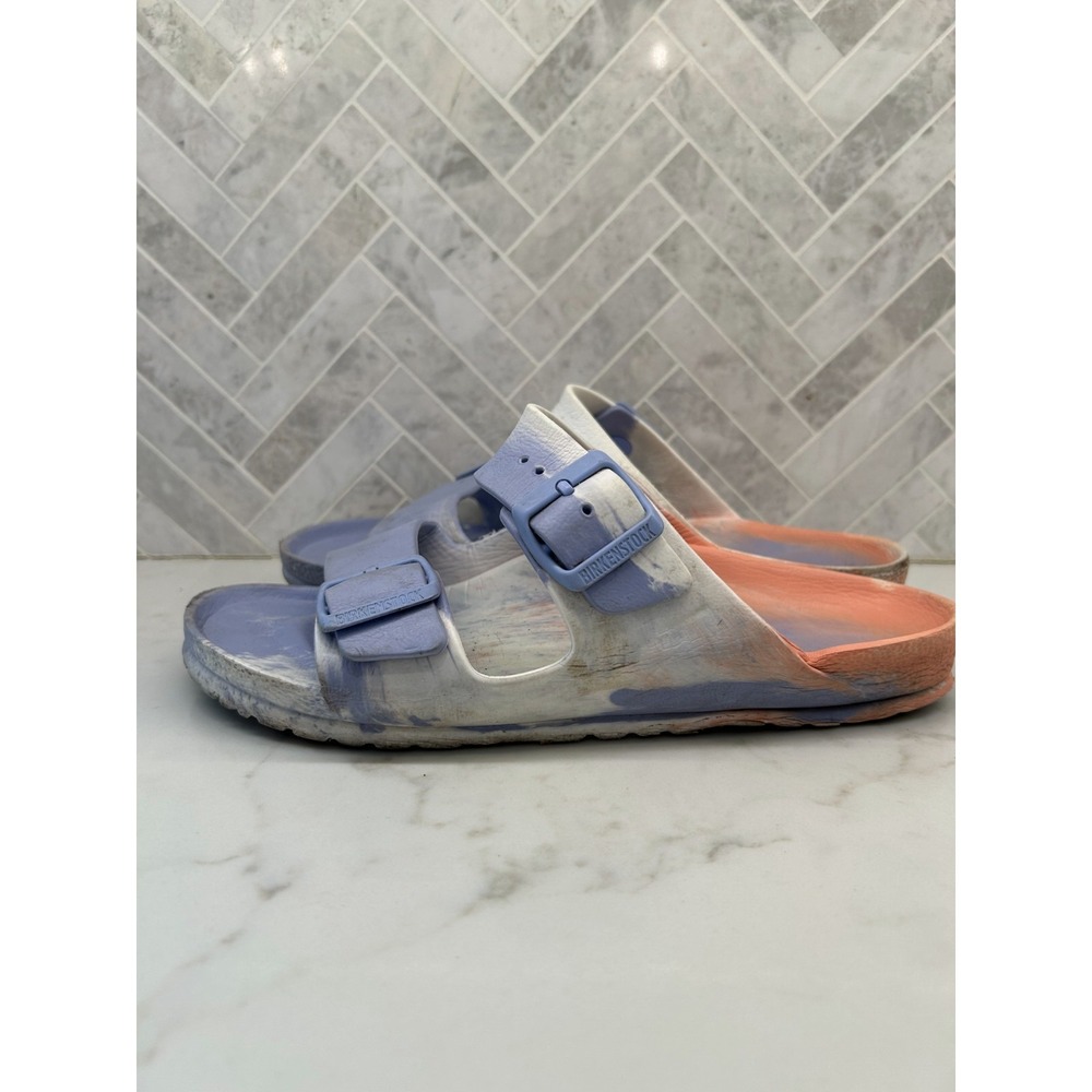 Birkenstock Arizona EVA Sandal Womens Size 40 9 9.5 Purple Fog White Tie Dye